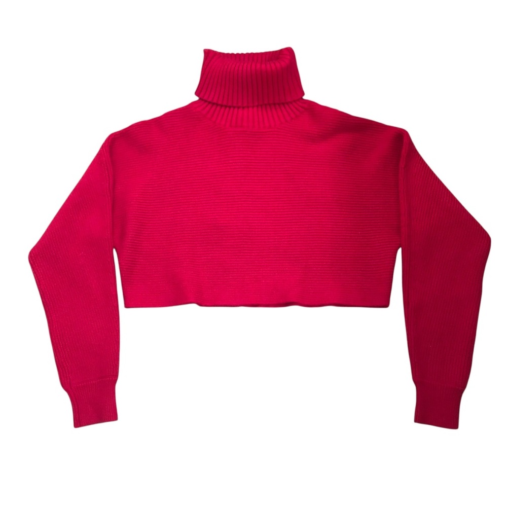 House of Harlow 1960 Fuchsia Cropped Turtleneck Sweater Size L